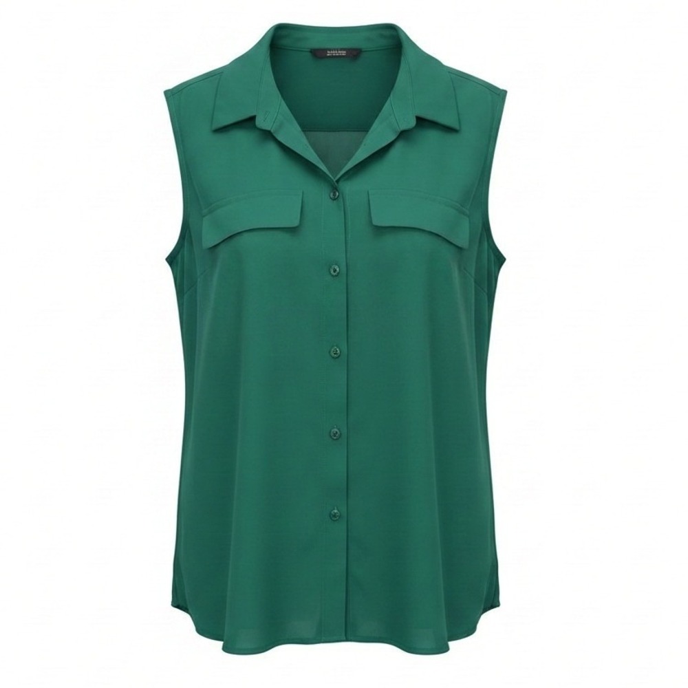 Worthington Classy Large NWT Kelly Green Sleeveless Button Down Blouse